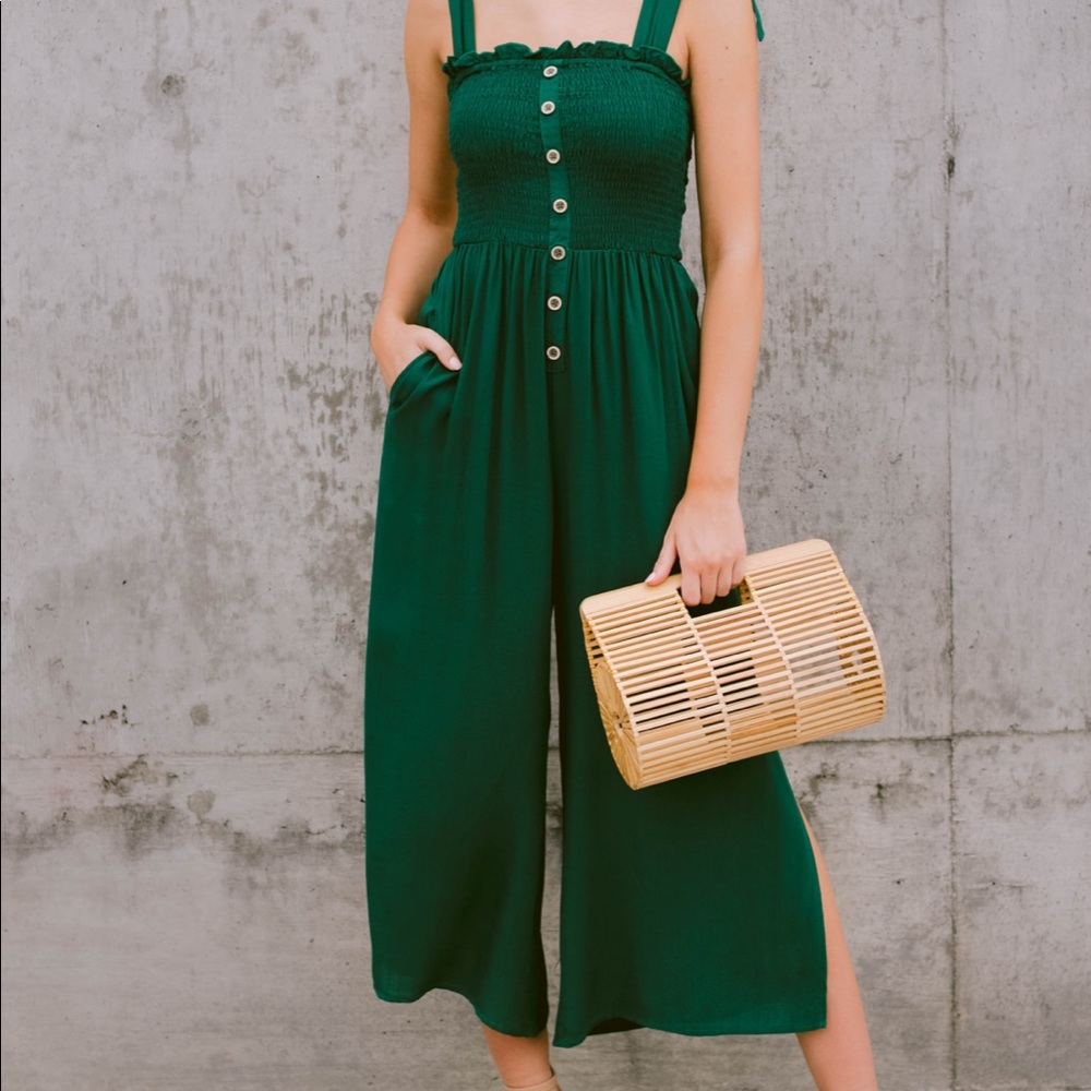 Dark green cropped romper from Red Dress. NWT!